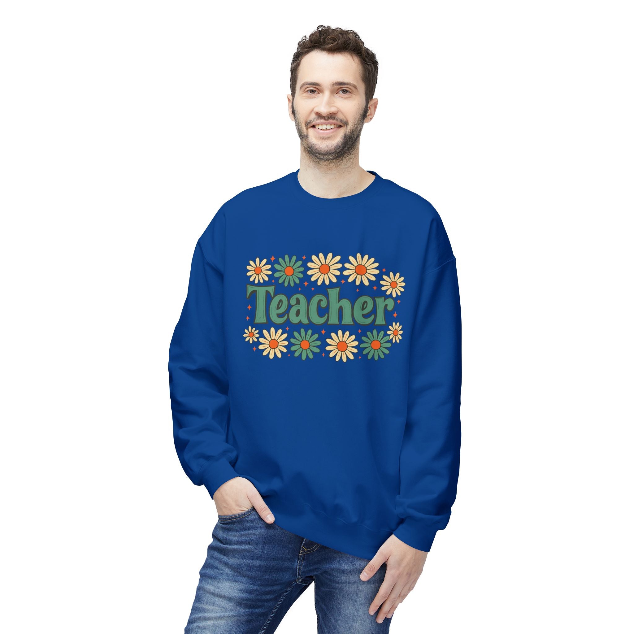Teacher Floral Crewneck Sweatshirt