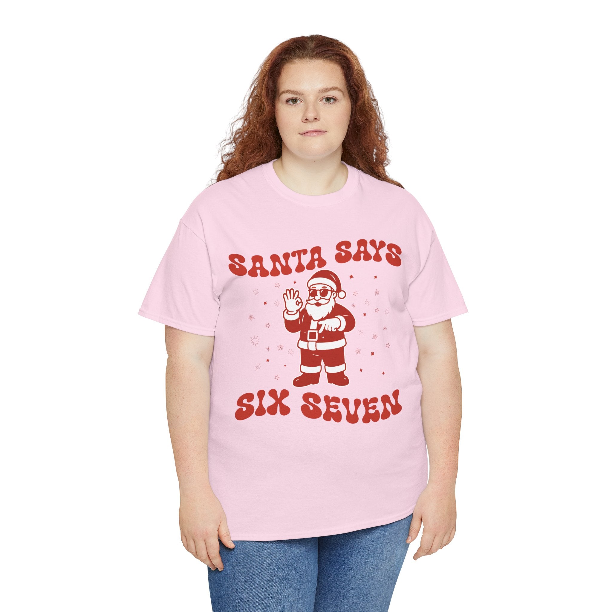 Retro 'Santa Says Six Seven' Christmas Unisex Cotton Tee