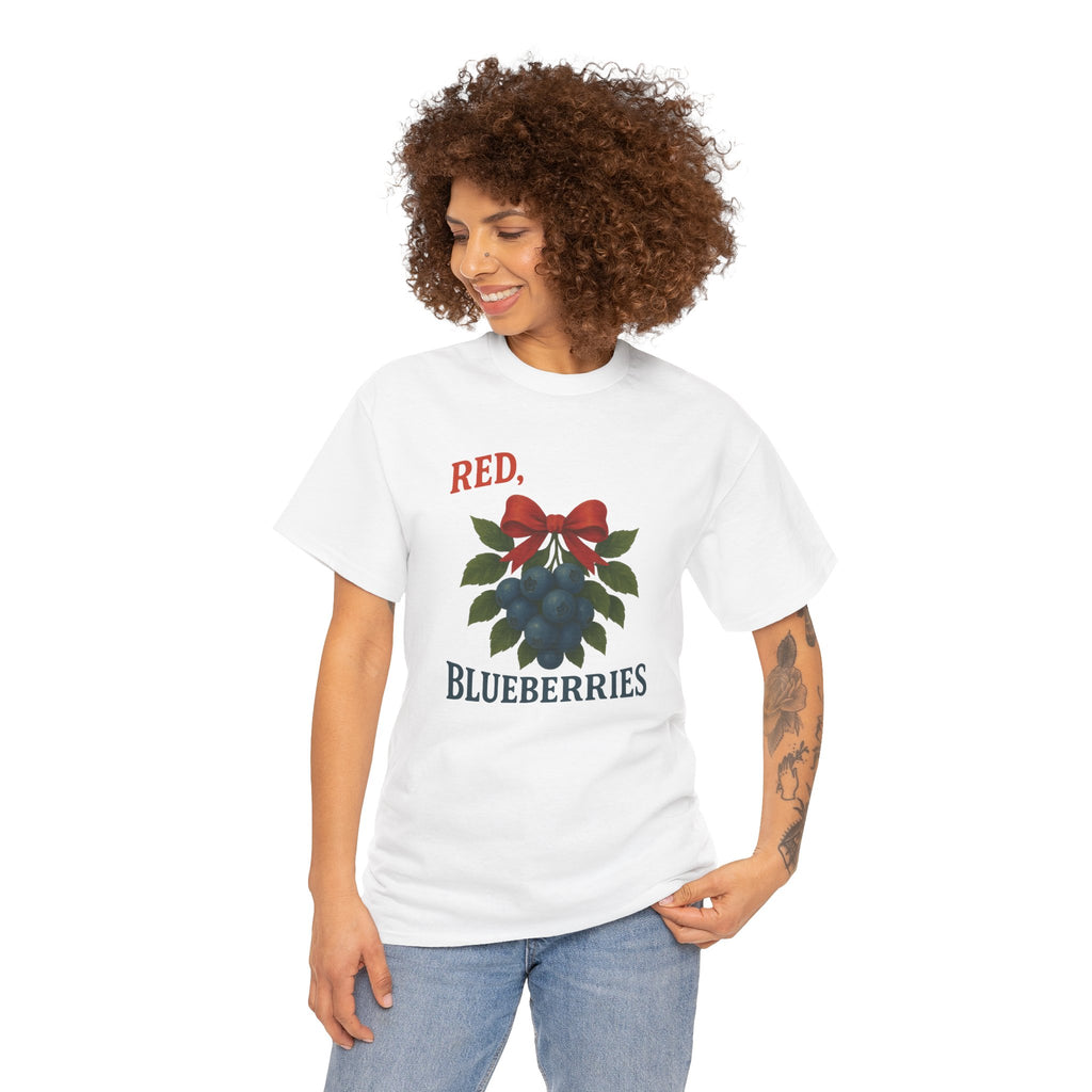 Red, White & Blueberries T-Shirt — Patriotic Blueberry Graphic Unisex Cotton Tee