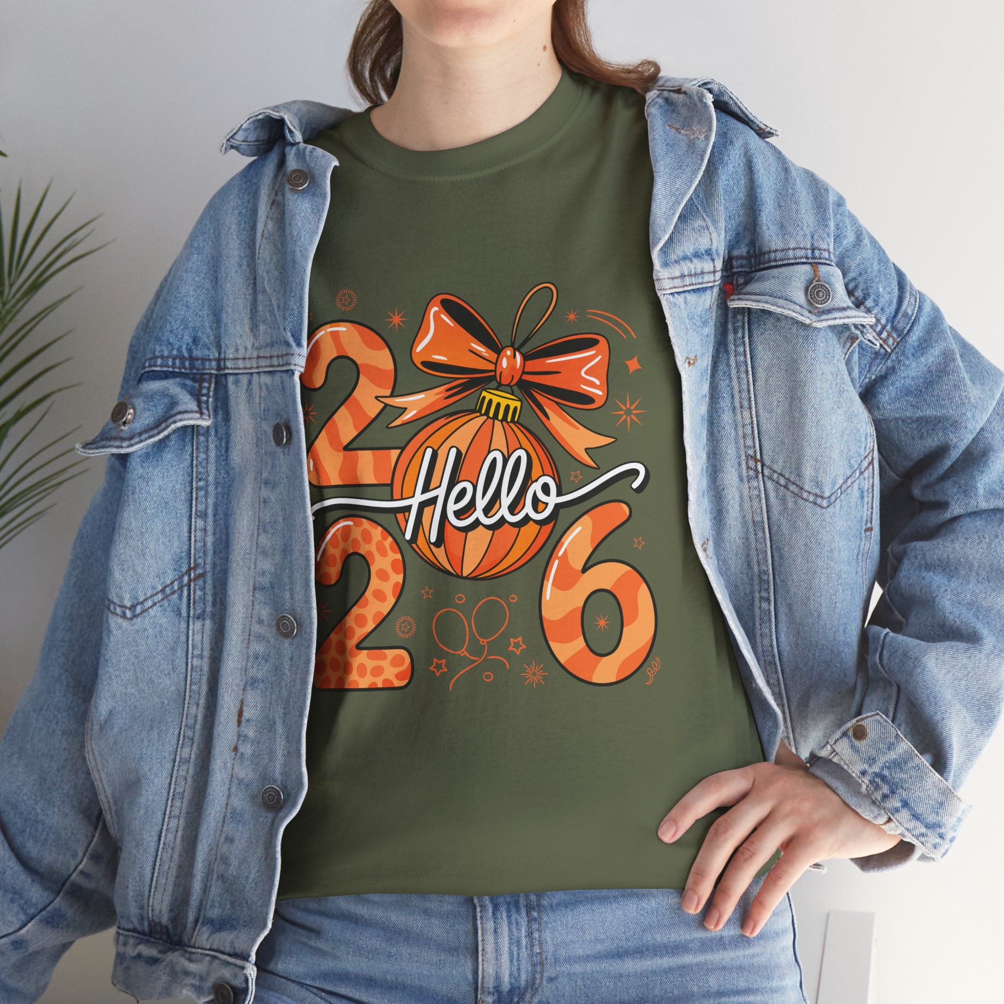 Hello 2026 Christmas Ornament Tee — Festive Orange Holiday Unisex Cotton T-Shirt