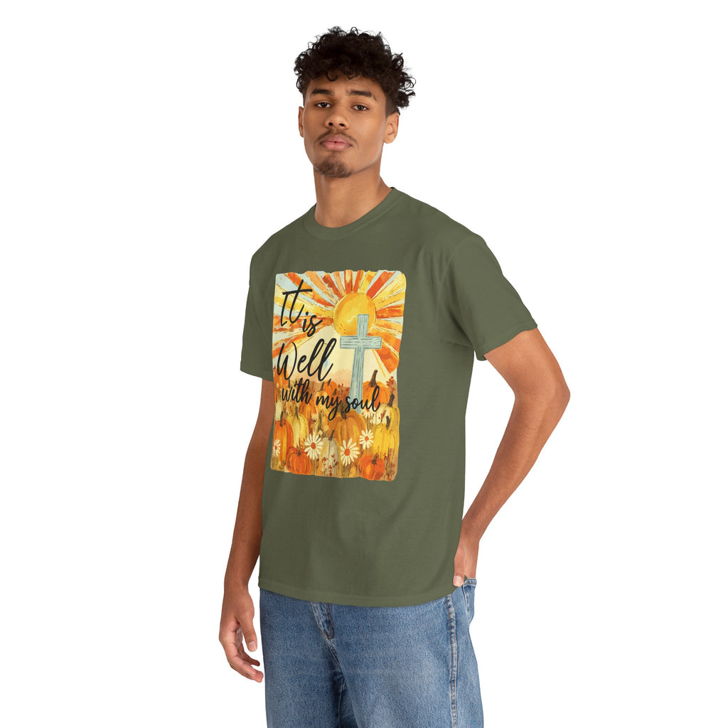It Is Well With My Soul Pumpkin Sunrise Unisex Cotton T-Shirt