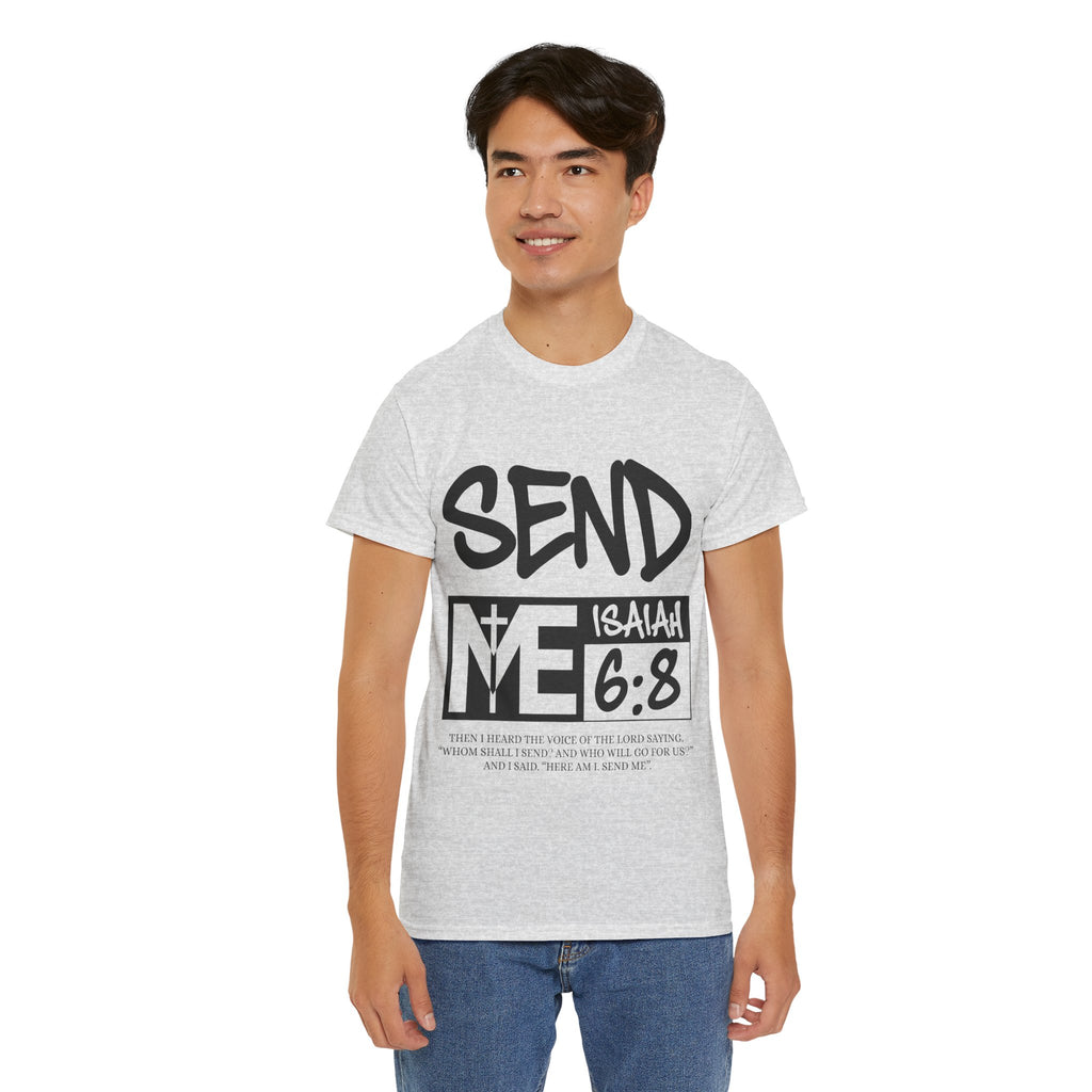 Send Me Isaiah 6:8 Christian T-Shirt — Cross Faith Unisex Cotton Tee