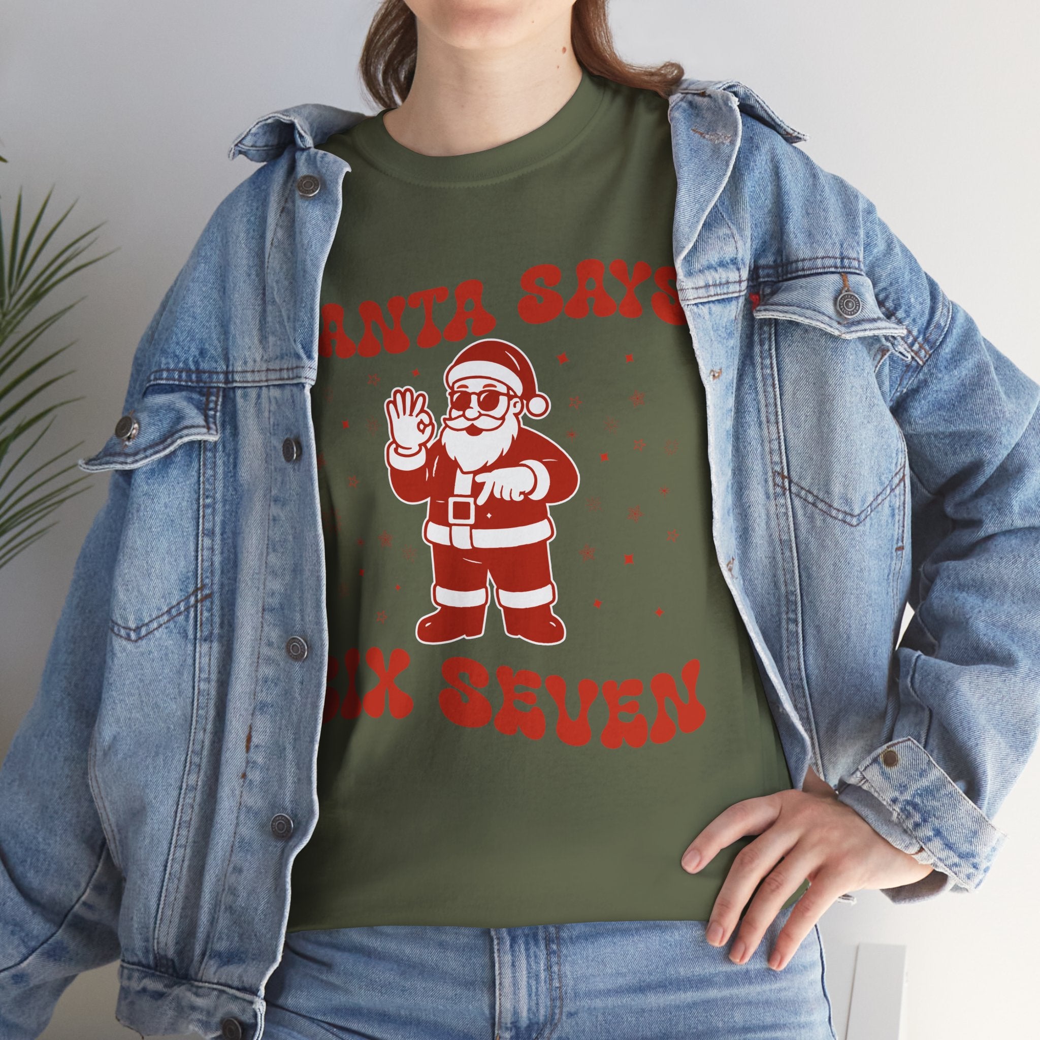 Retro 'Santa Says Six Seven' Christmas Unisex Cotton Tee