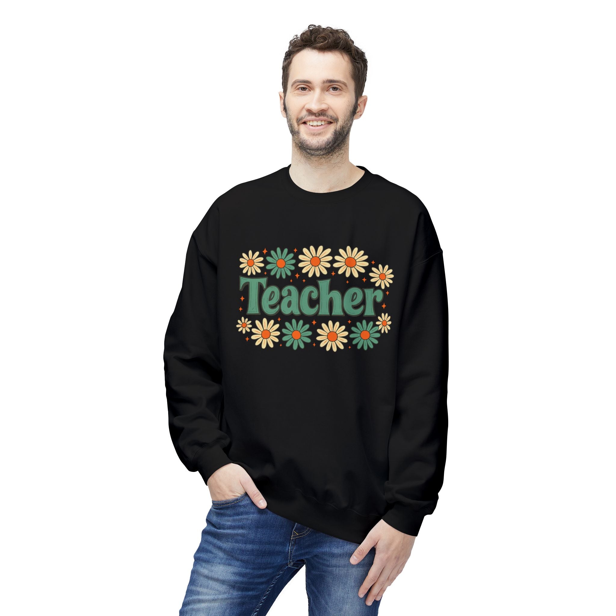 Teacher Floral Crewneck Sweatshirt