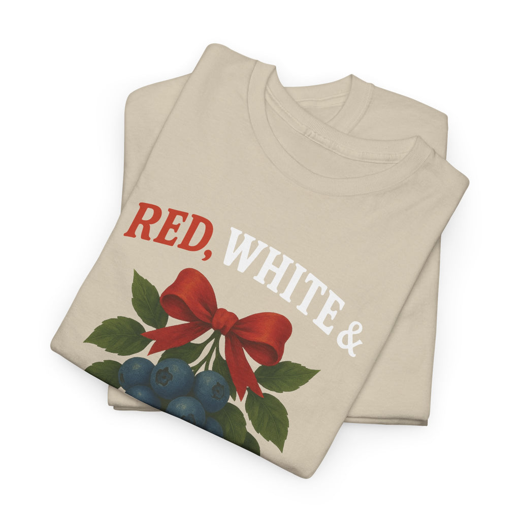 Red, White & Blueberries T-Shirt — Patriotic Blueberry Graphic Unisex Cotton Tee