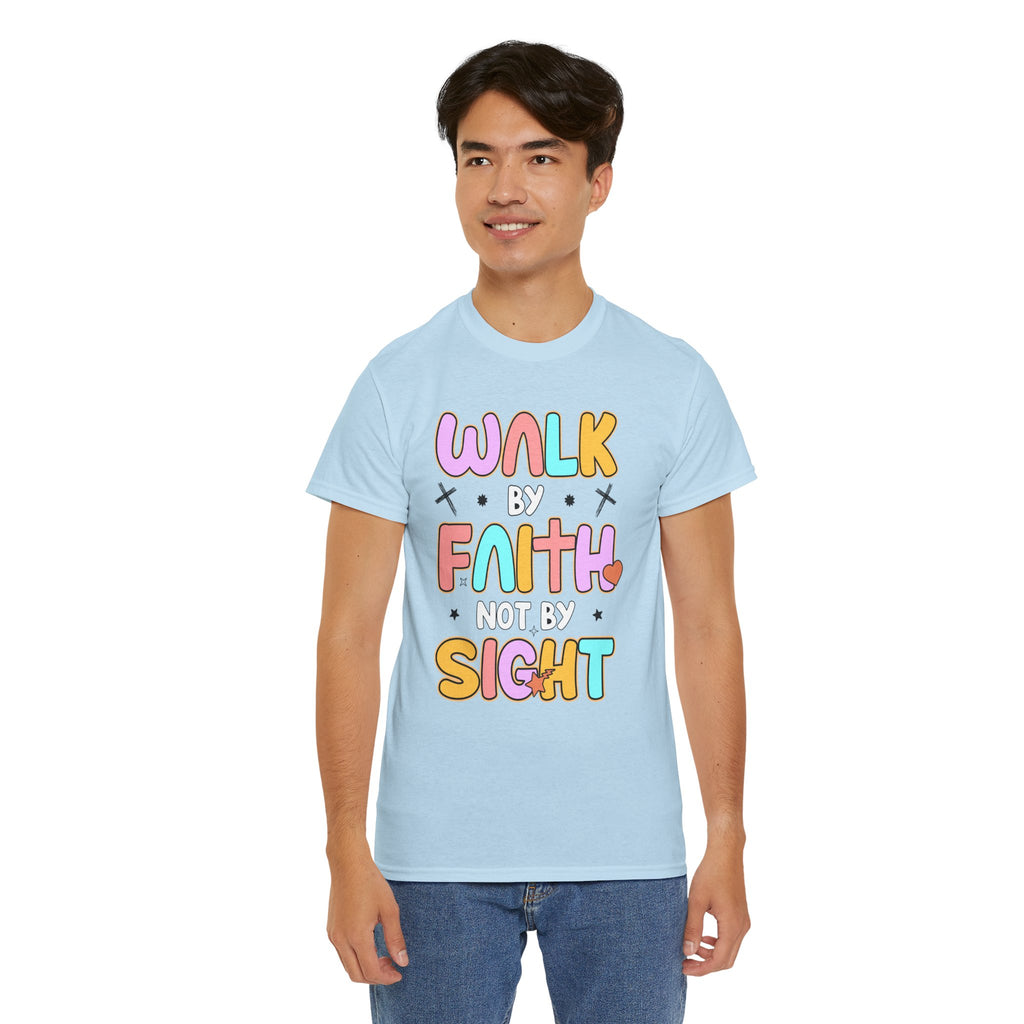 Walk by Faith Not by Sight T-Shirt — Pastel Christian Faith Unisex Cotton Tee