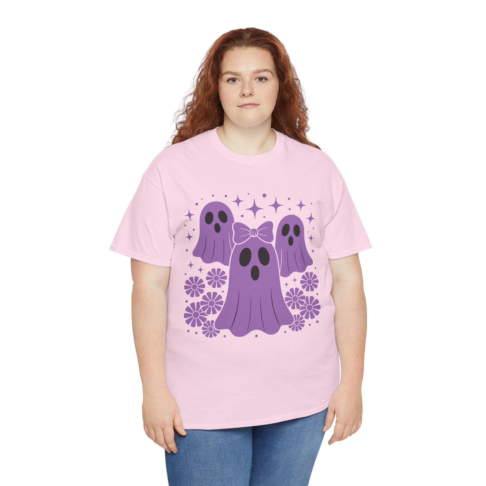 Purple Ghost Halloween Unisex Cotton Tee