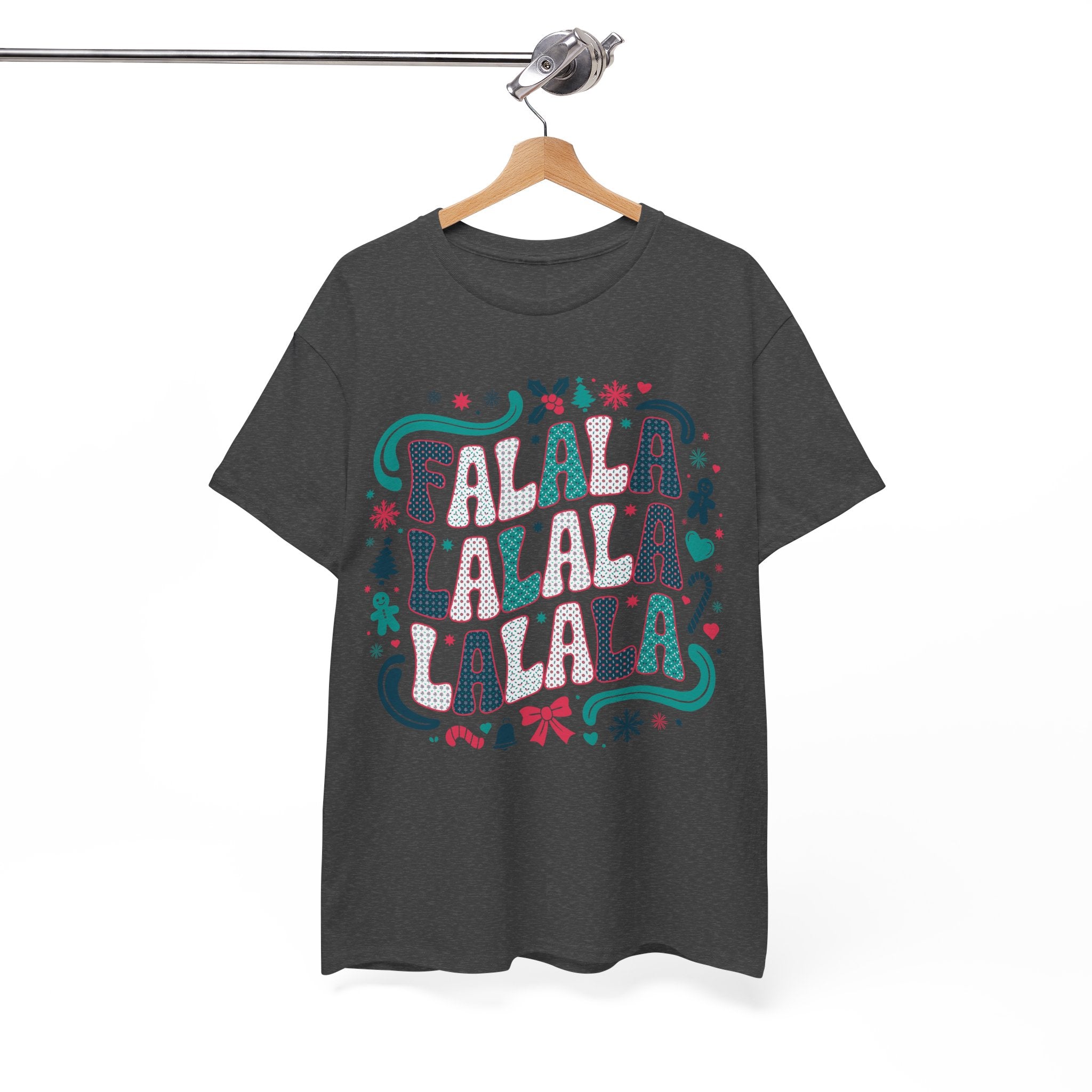Fa La La La La Christmas T-Shirt — Festive Candy Cane & Gingerbread Holiday Unisex Cotton Tee