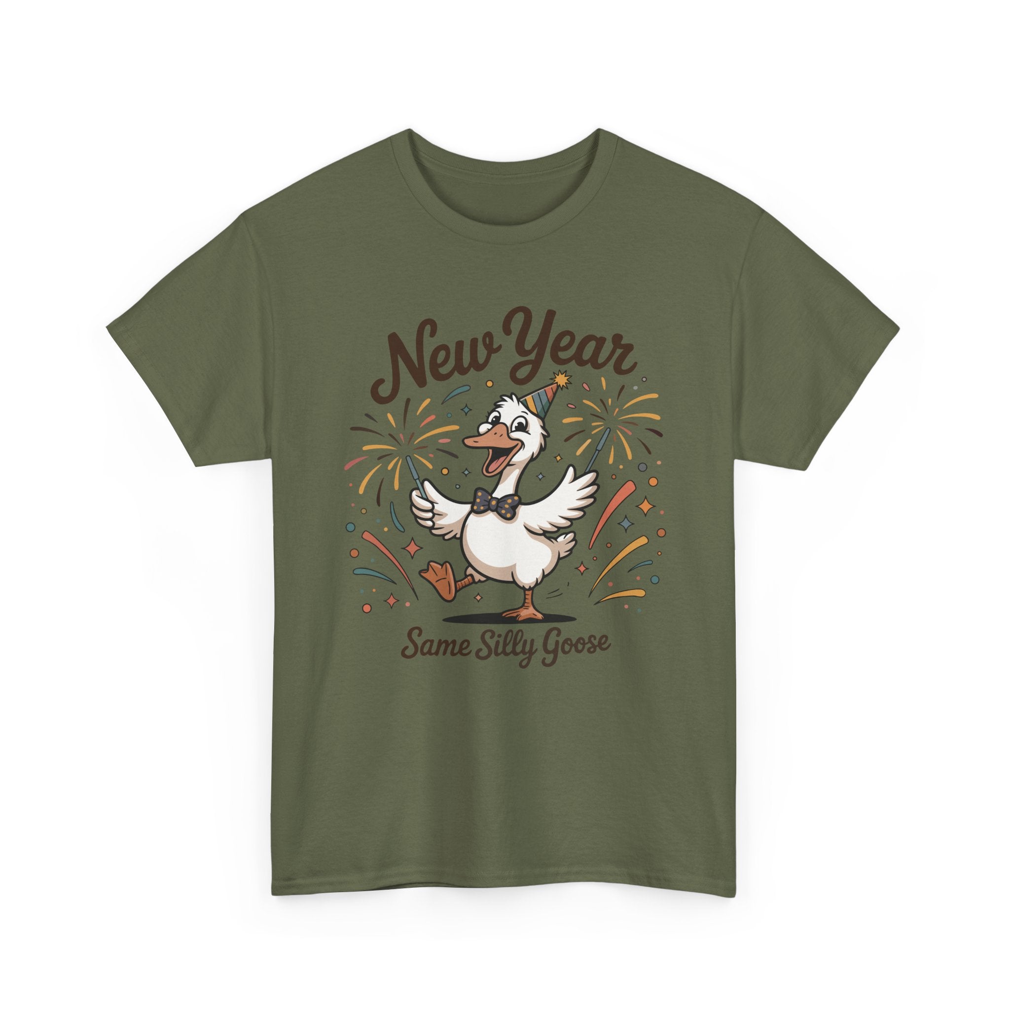 New Year Same Silly Goose T-Shirt — Party Goose Graphic Unisex Cotton Tee