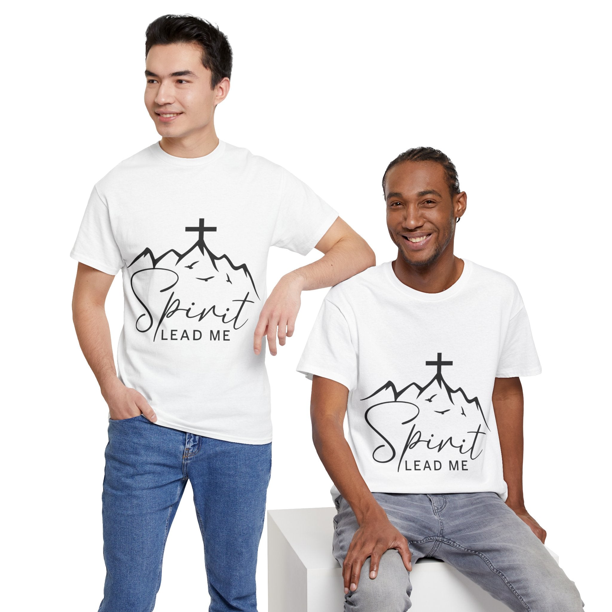 Spirit Lead Me Christian T‑Shirt — Minimalist Cross Unisex Cotton Tee