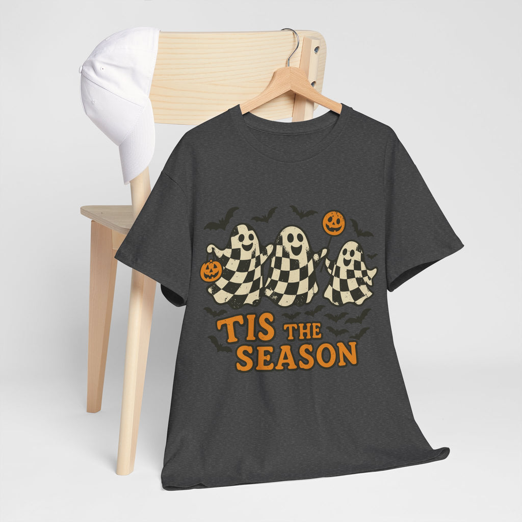 Halloween Ghosts Checker Pattern Unisex Cotton Tee