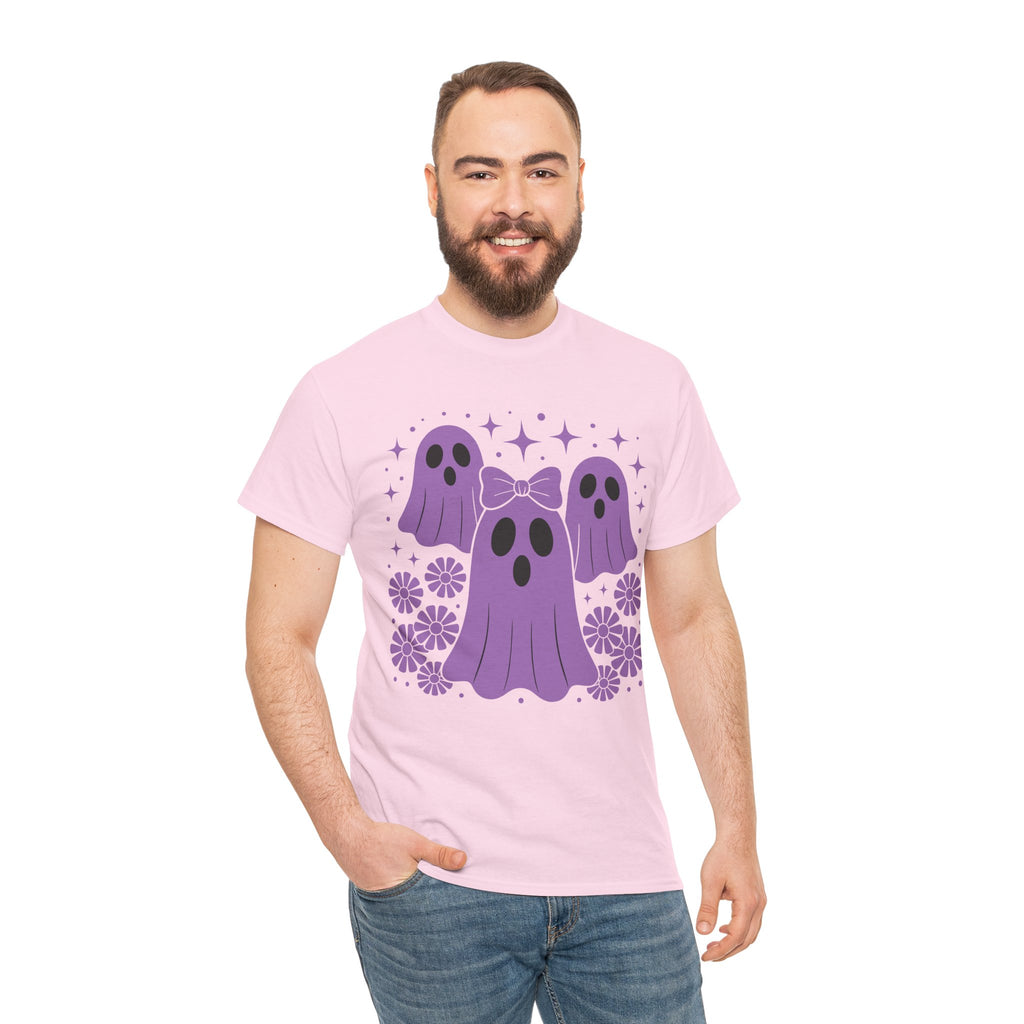Purple Ghost Halloween Unisex Cotton Tee