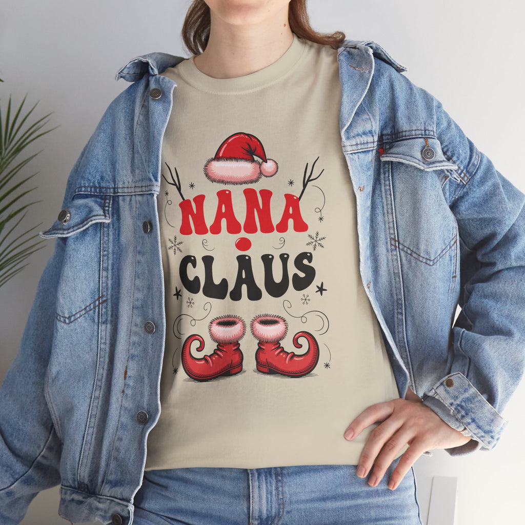 Nana Christmas T-Shirt — Santa Hat & Elf Boots Holiday Unisex Cotton Tee