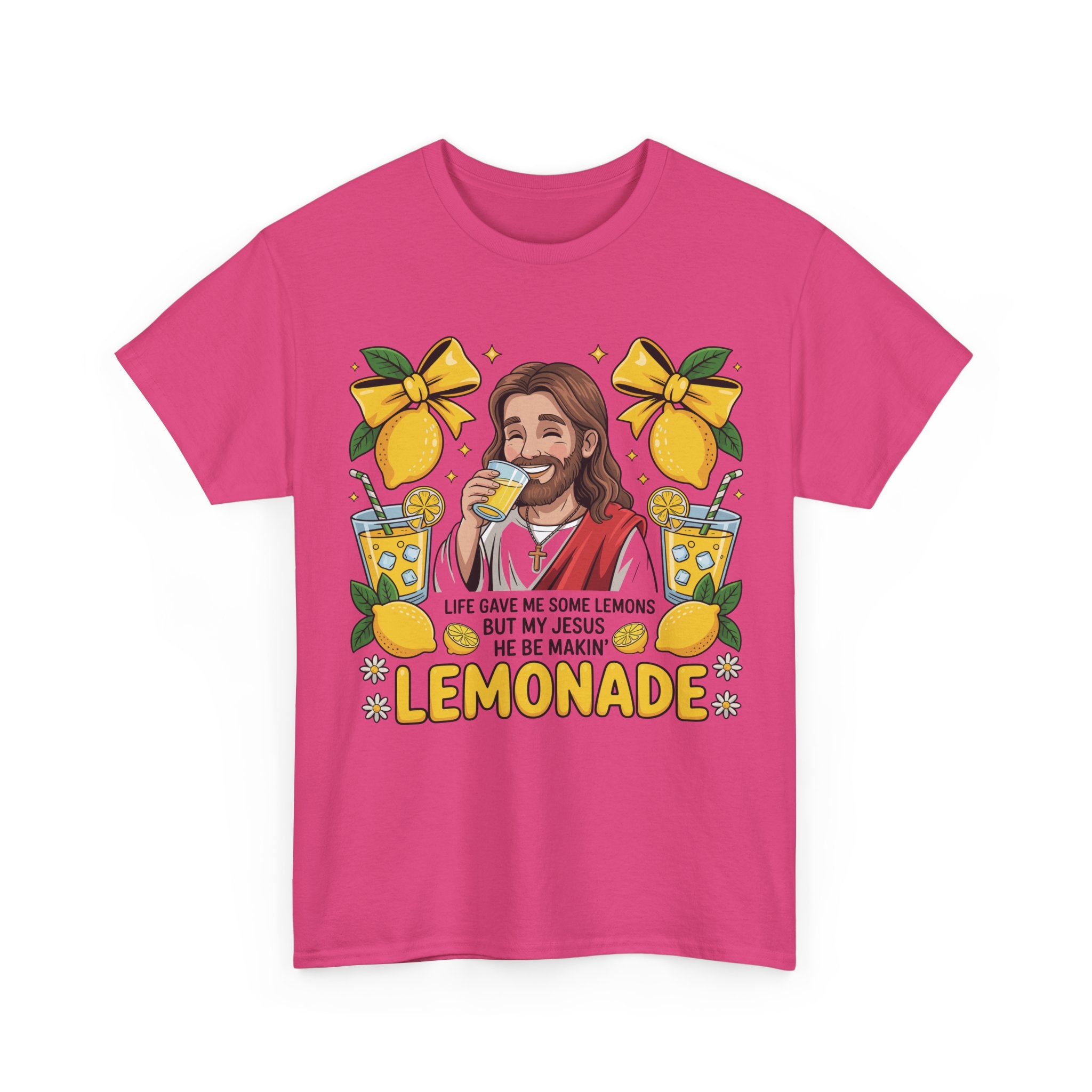 Jesus Drinking Lemonade T-Shirt — "Life Gave Me Some Lemons" Christian Unisex Cotton Tee
