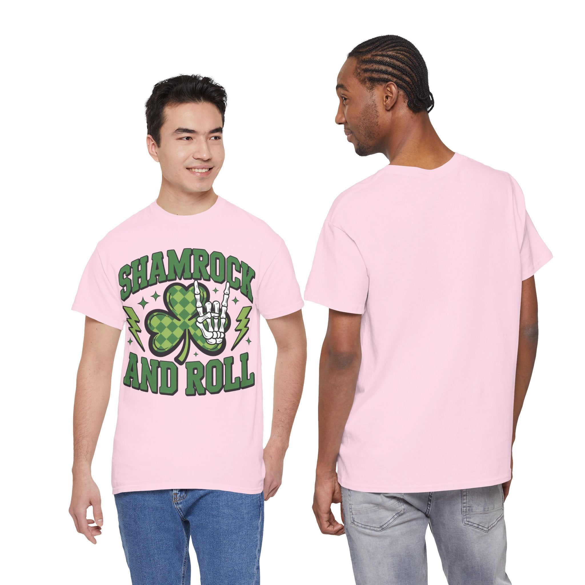 Shamrock and Roll Tee — Skeleton Hand & Lightning St. Patrick’s Rock Unisex Cotton Shirt