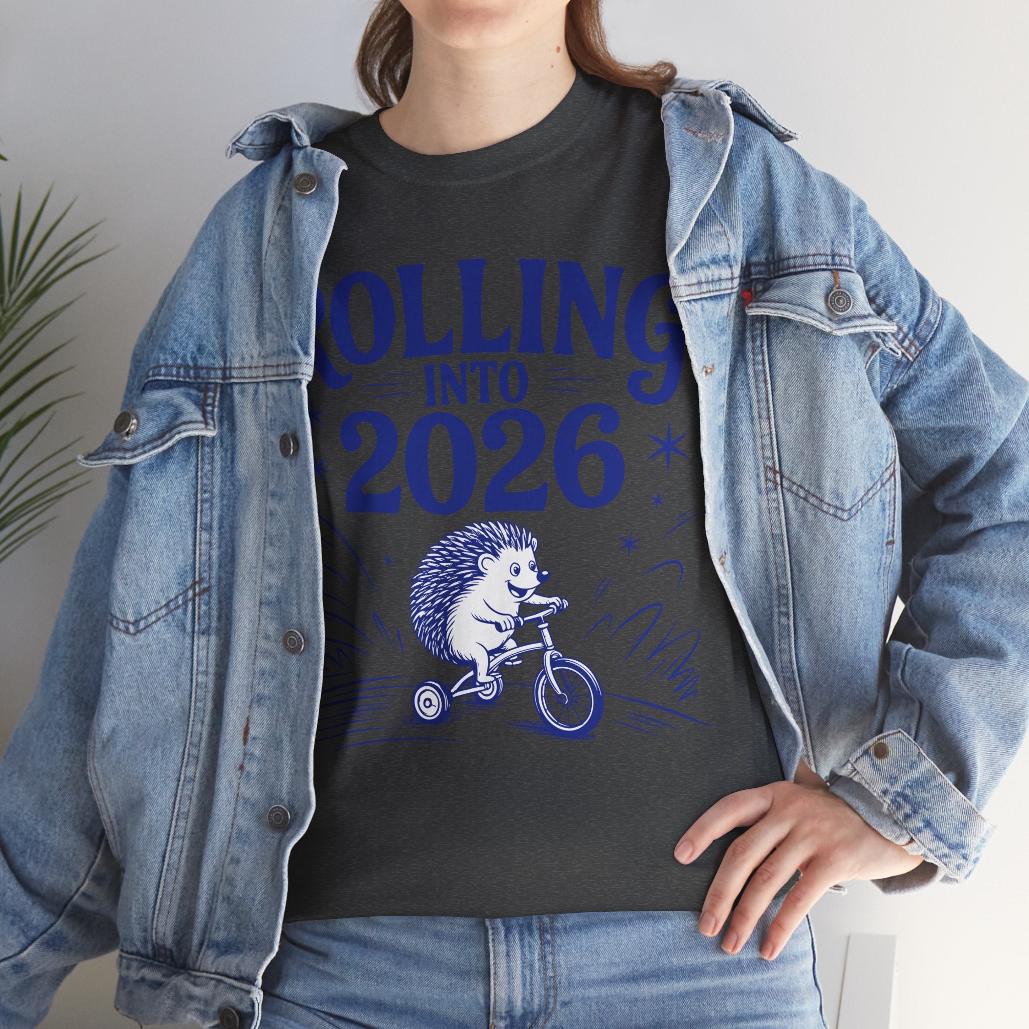 Rolling Into 2026 Hedgehog Tricycle Unisex Cotton Tee
