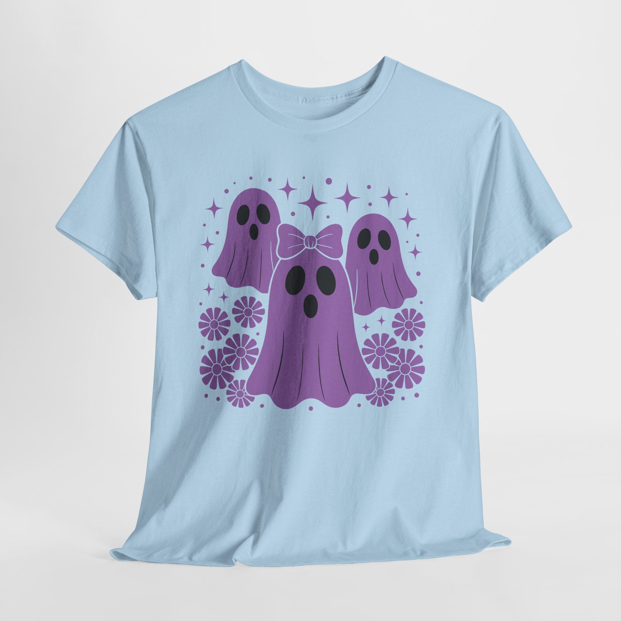 Purple Ghost Halloween Unisex Cotton Tee