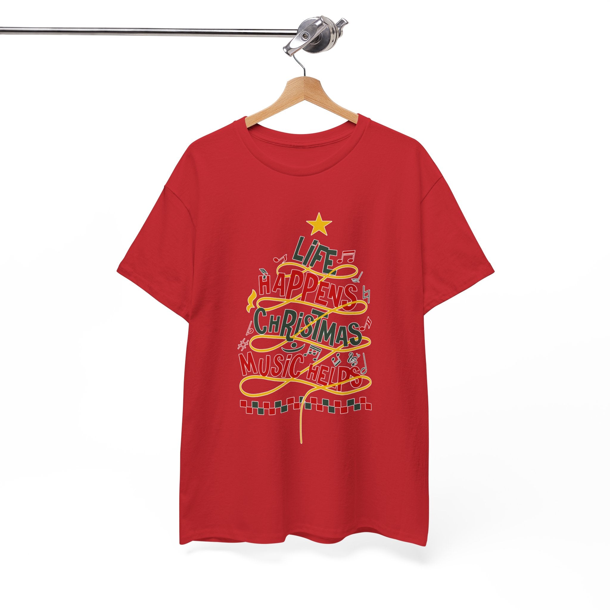 Christmas Tree Words Music Unisex Cotton Tee