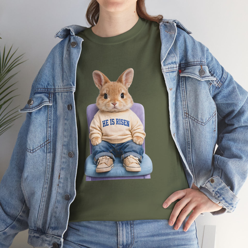 Easter 'He Is Risen' Bunny Unisex Cotton Tee
