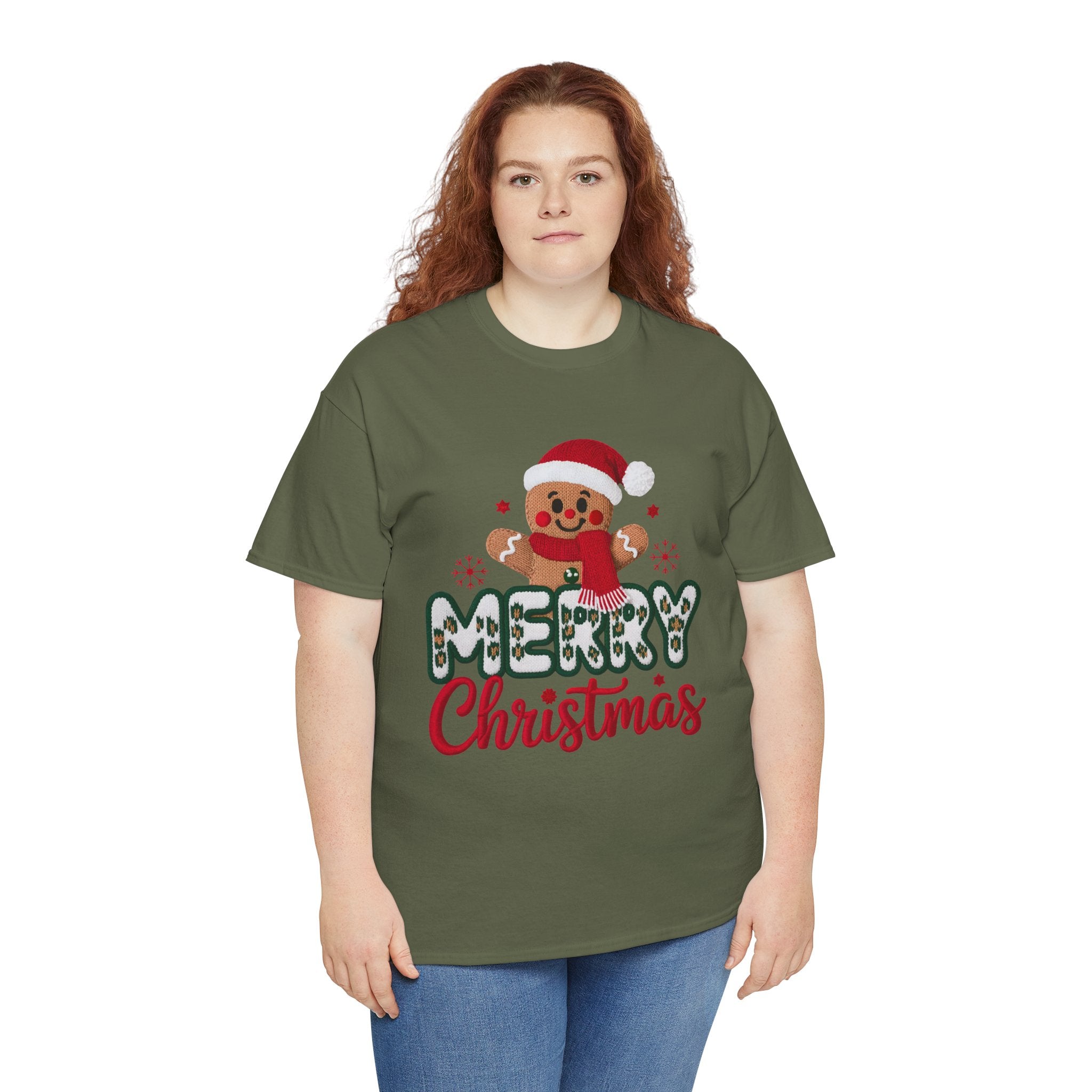 Gingerbread Santa 'Merry Christmas' Unisex Cotton Tee T-Shirt