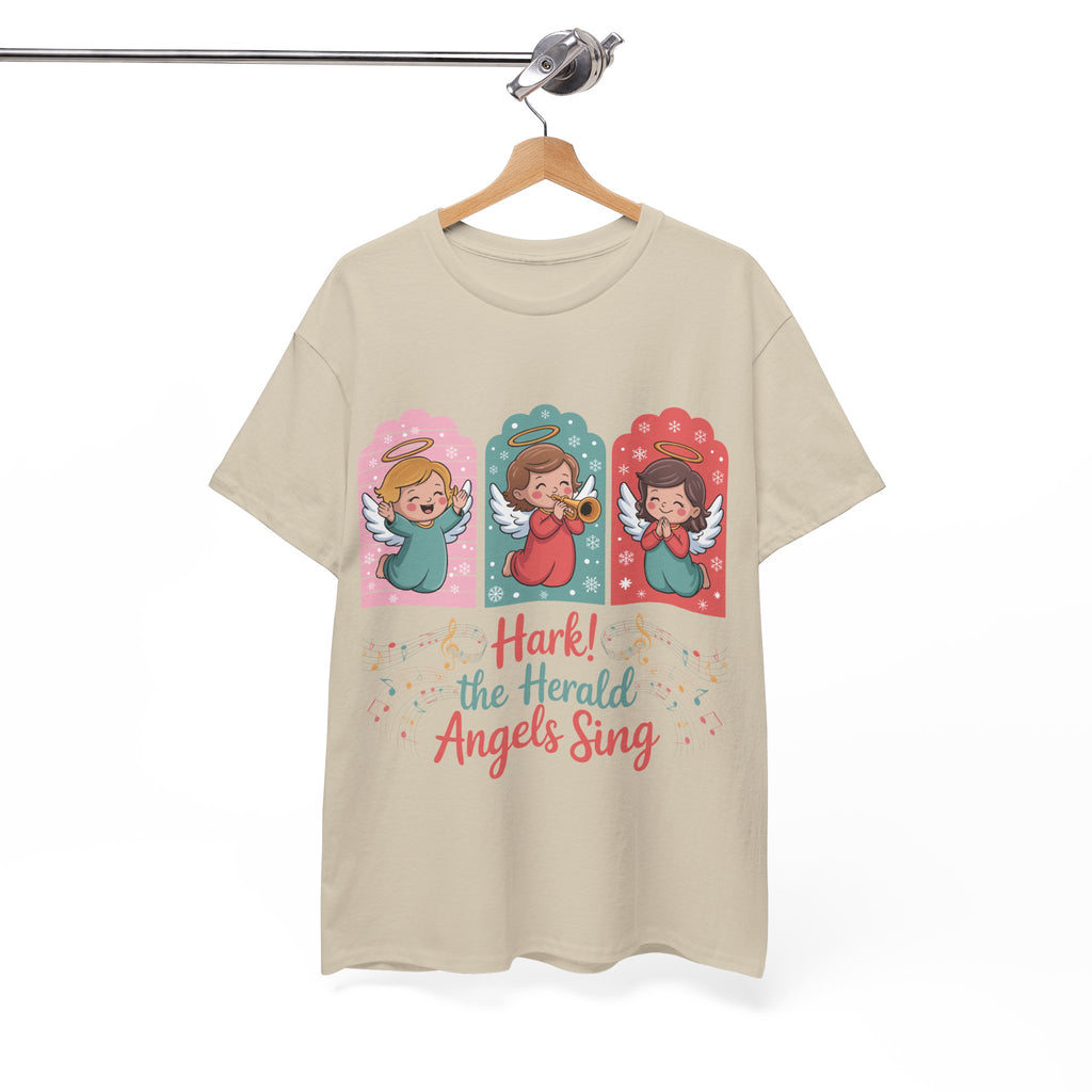 Hark! The Herald Angels Sing Tee — Three Singing Angels Christmas Unisex Cotton T-Shirt