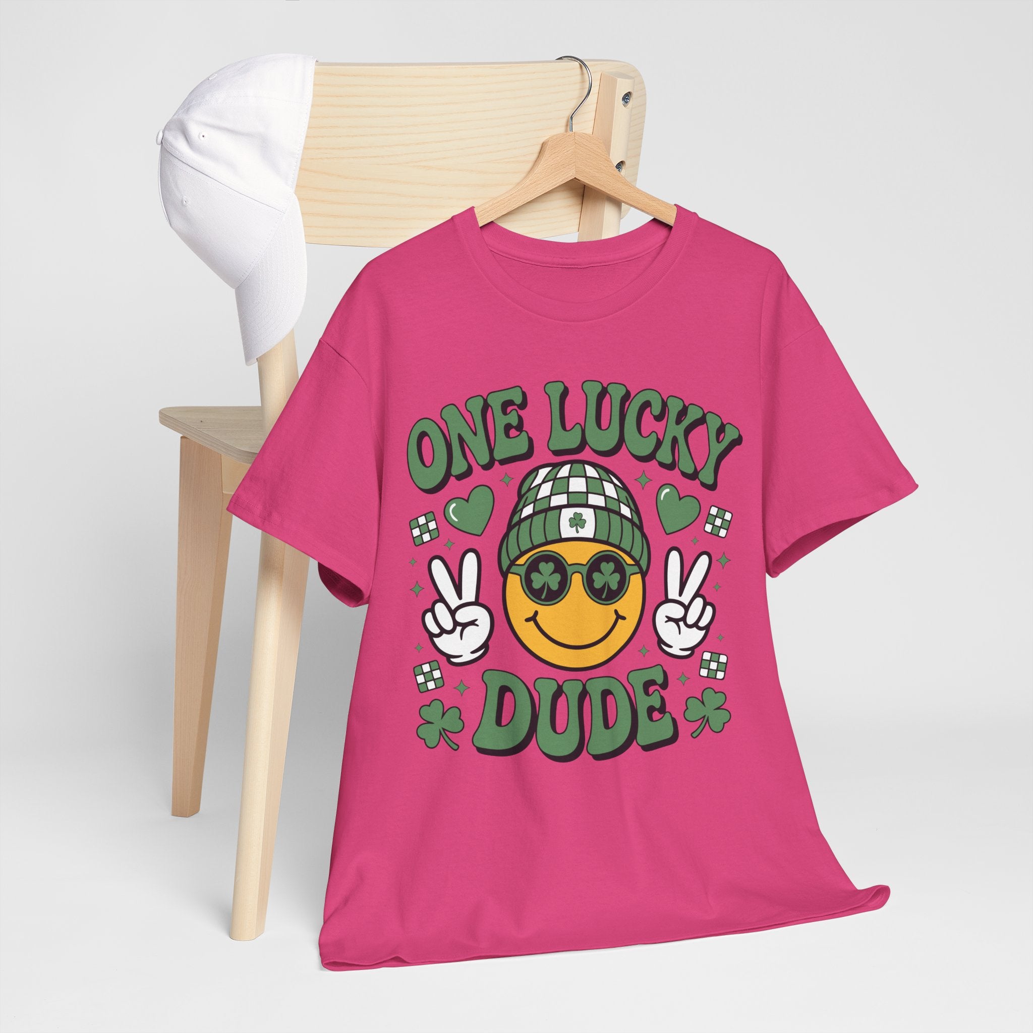 One Lucky Dude Shamrock Tee — St. Patrick's Day Smiley Unisex Cotton Tshirt
