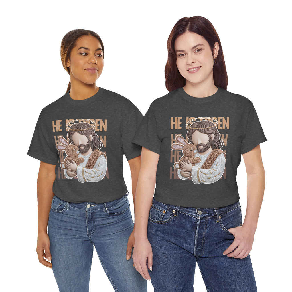 He Is Risen Matthew 28:6 Jesus With Lamb Unisex Cotton T-Shirt