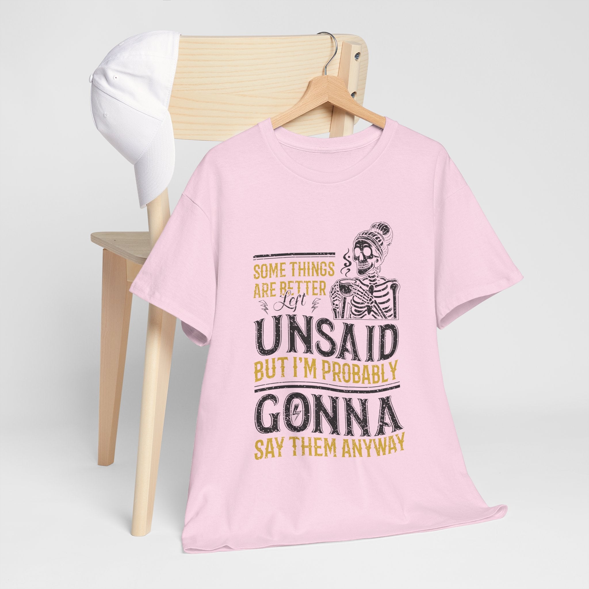 Distressed Yellow "Some Things Are Better Left Unsaid"Unisex Cotton Tee