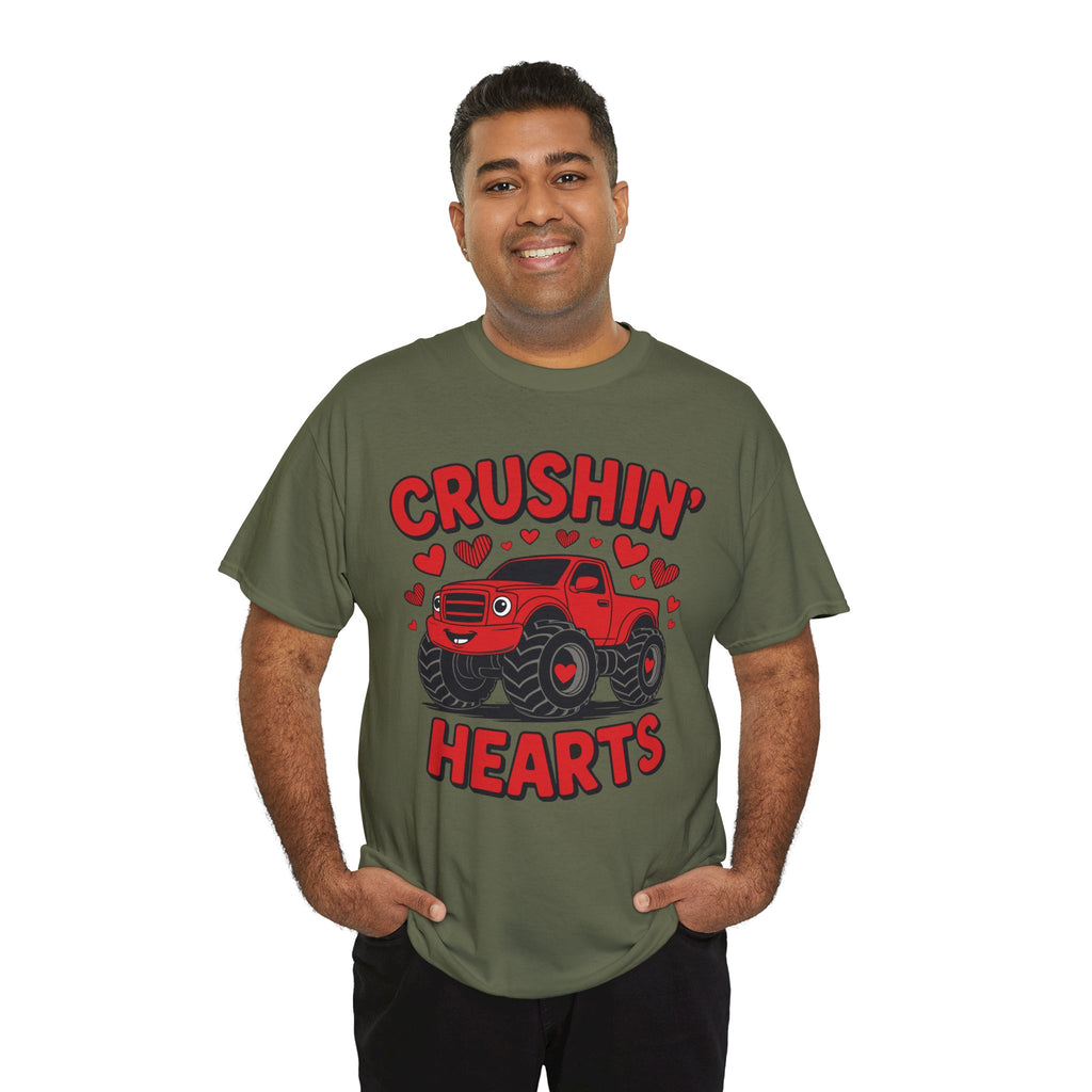 Crushin’ Hearts Valentine Monster Truck Unisex Cotton Tee