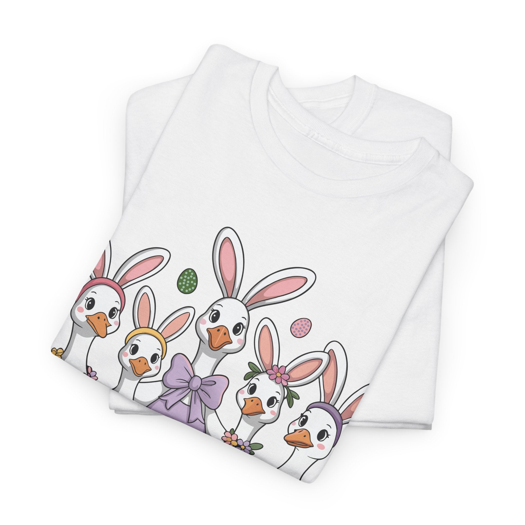 Just an Eggs-cited Goose Easter Tee — Funny Geese in Bunny Ears Unisex Cotton Tee
