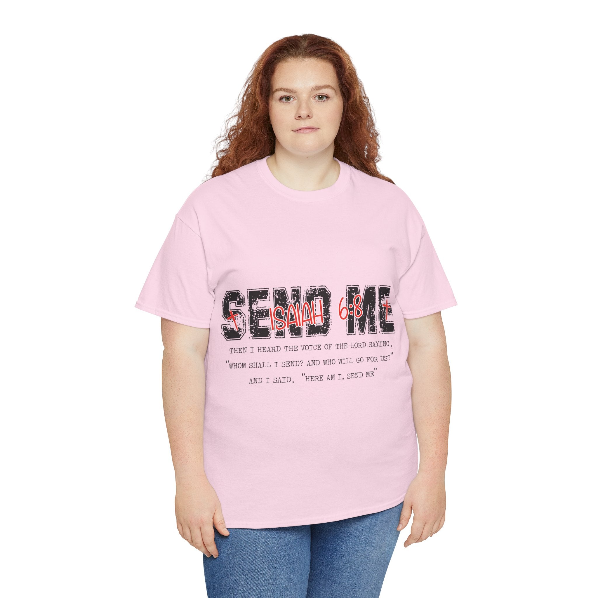 Here I Am Send Me Isaiah 6:8 T-Shirt — Christian Cross Graphic Unisex Cotton Tee
