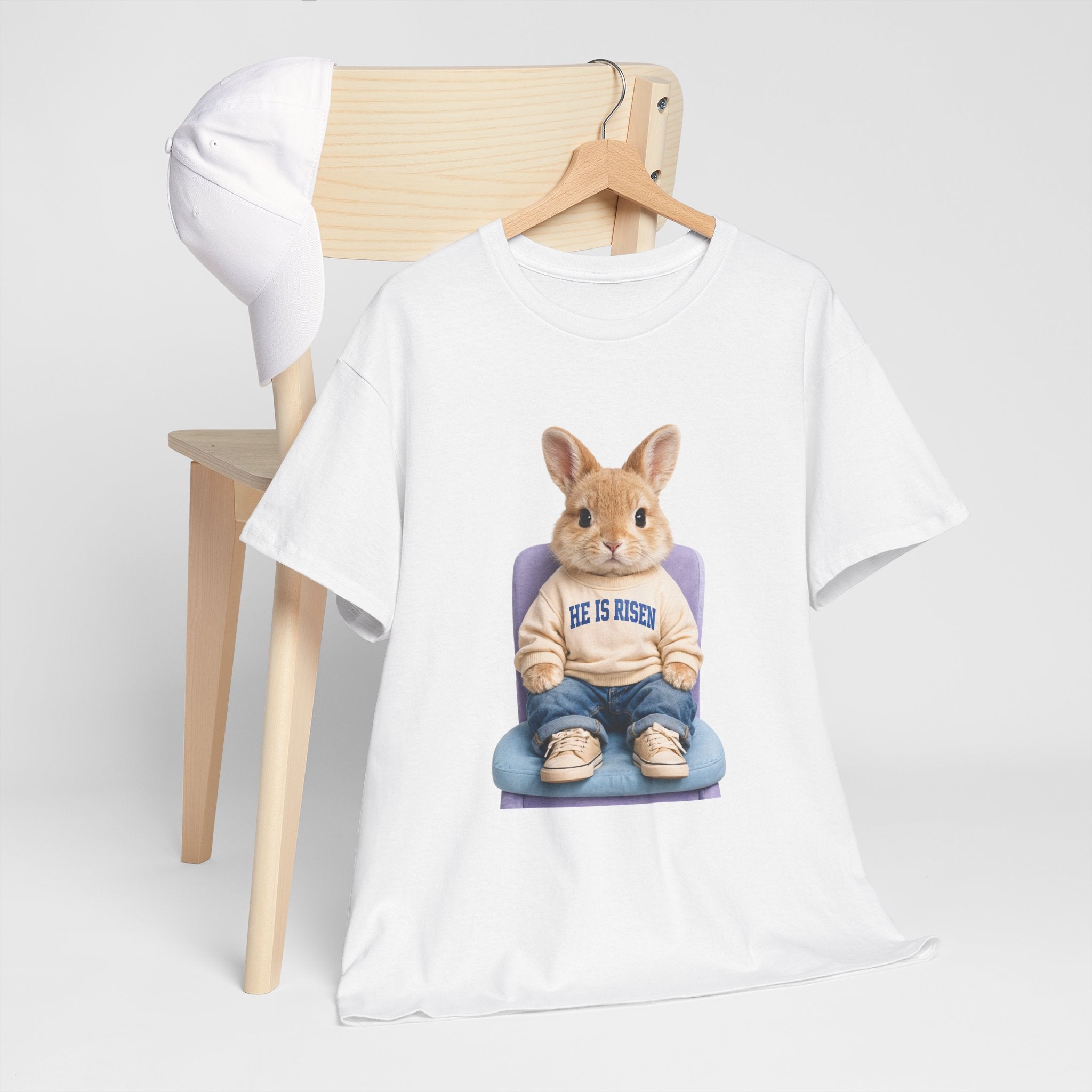 Easter 'He Is Risen' Bunny Unisex Cotton Tee