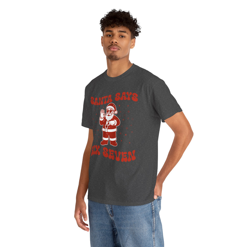 Retro 'Santa Says Six Seven' Christmas Unisex Cotton Tee