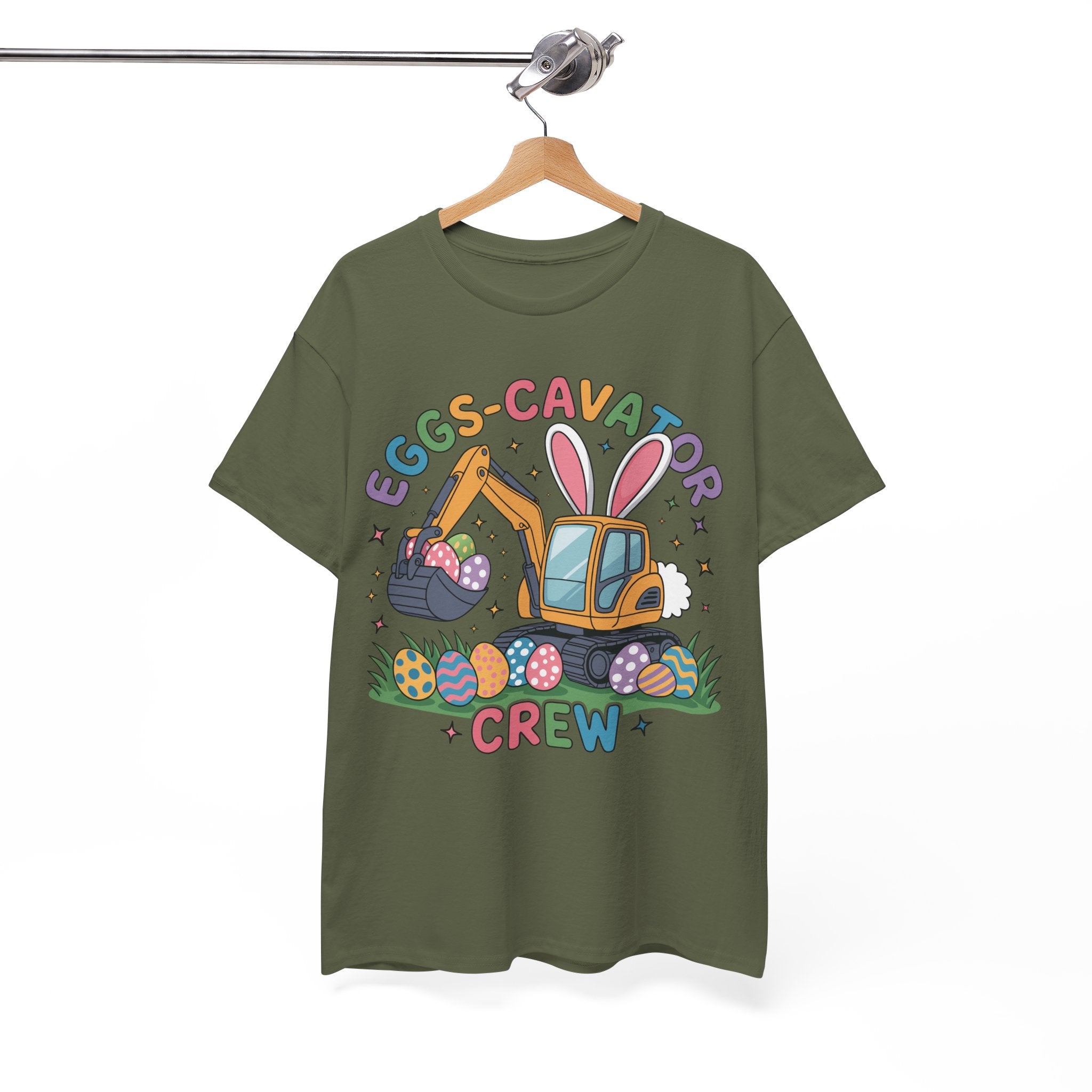 Easter 'Eggs-cavator Crew' Kids Tee — Excavator Bunny & Eggs Unisex Cotton Tee