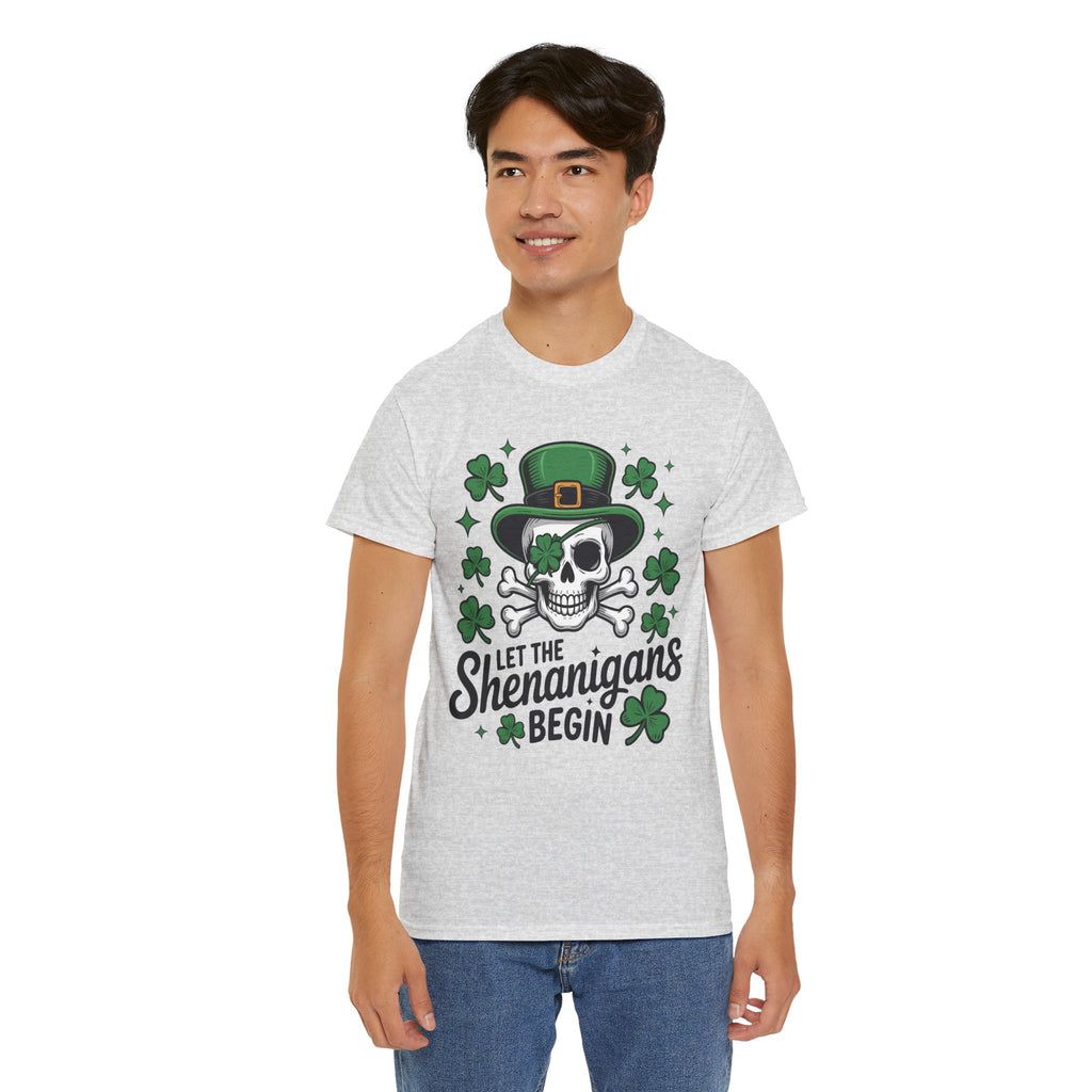 Let the Shenanigans Begin — Leprechaun Skull Unisex Cotton T-Shirt