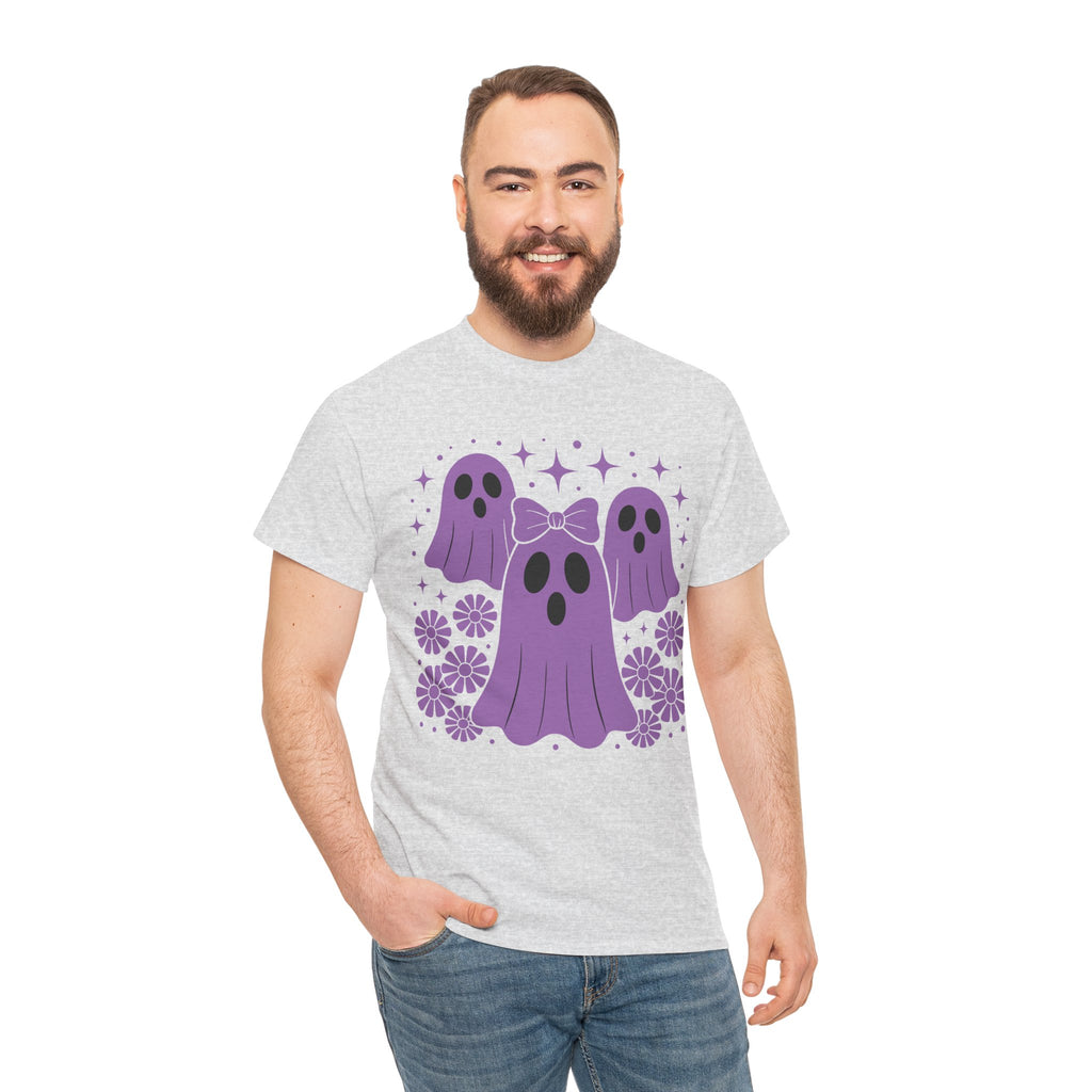 Purple Ghost Halloween Unisex Cotton Tee