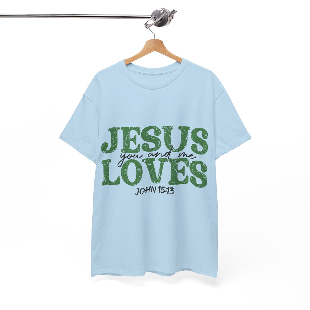 Jesus Loves Vintage Tee — Green Retro Christian Unisex Cotton T-Shirt