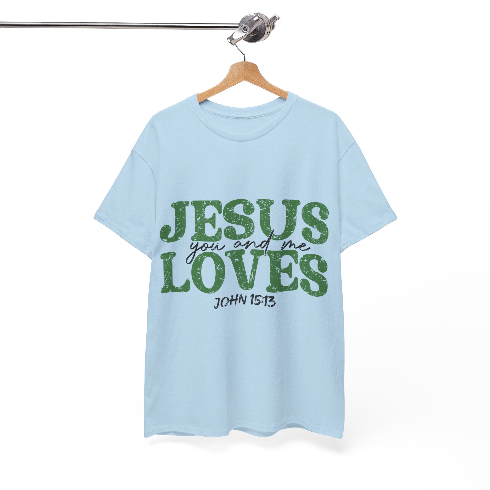 Jesus Loves Vintage Tee — Green Retro Christian Unisex Cotton T-Shirt