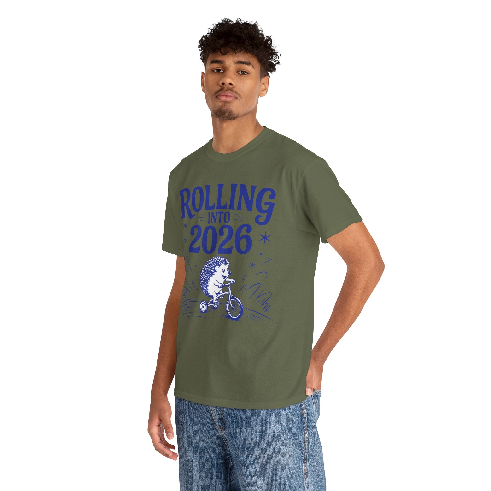 Rolling Into 2026 Hedgehog Tricycle Unisex Cotton Tee