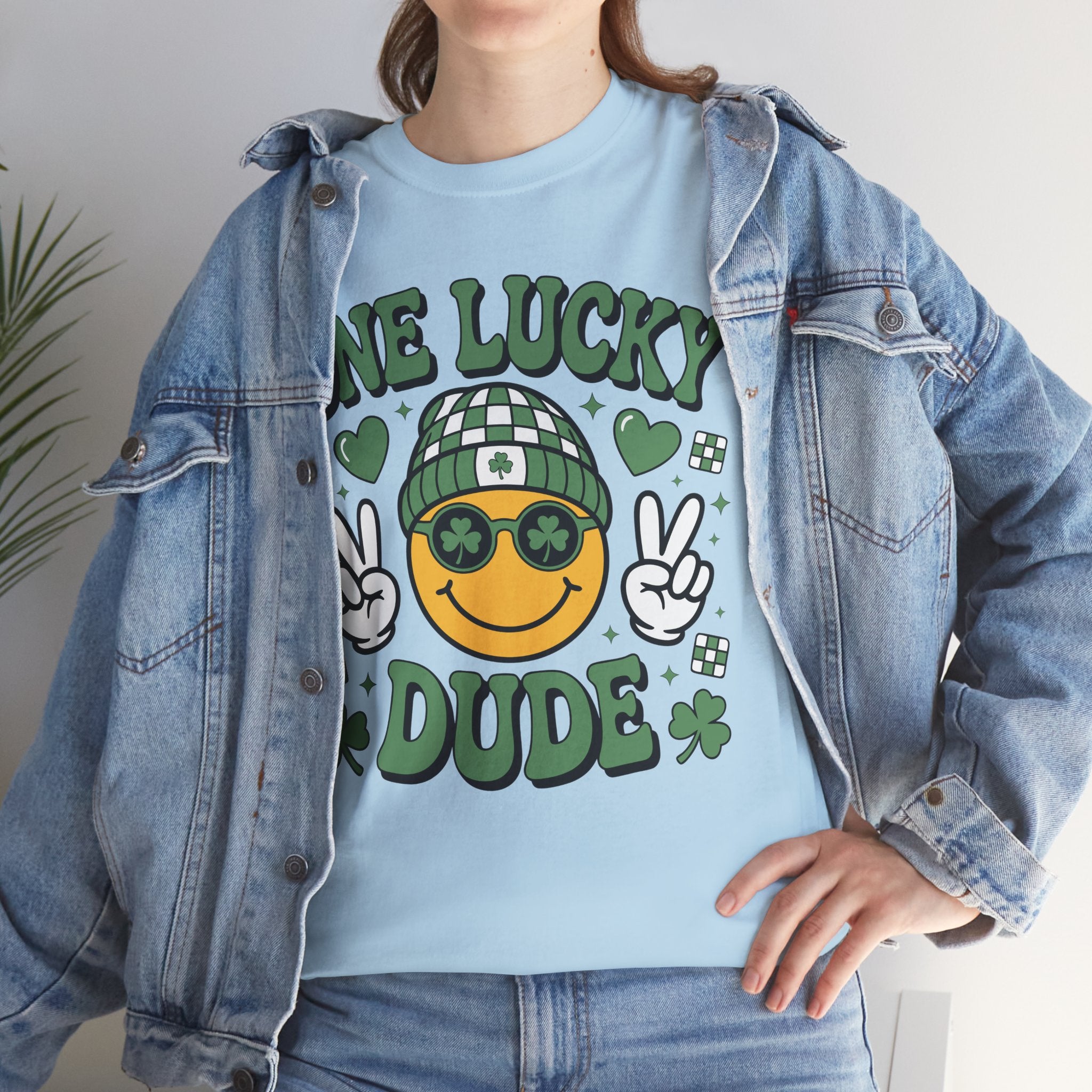 One Lucky Dude Shamrock Tee — St. Patrick's Day Smiley Unisex Cotton Tshirt