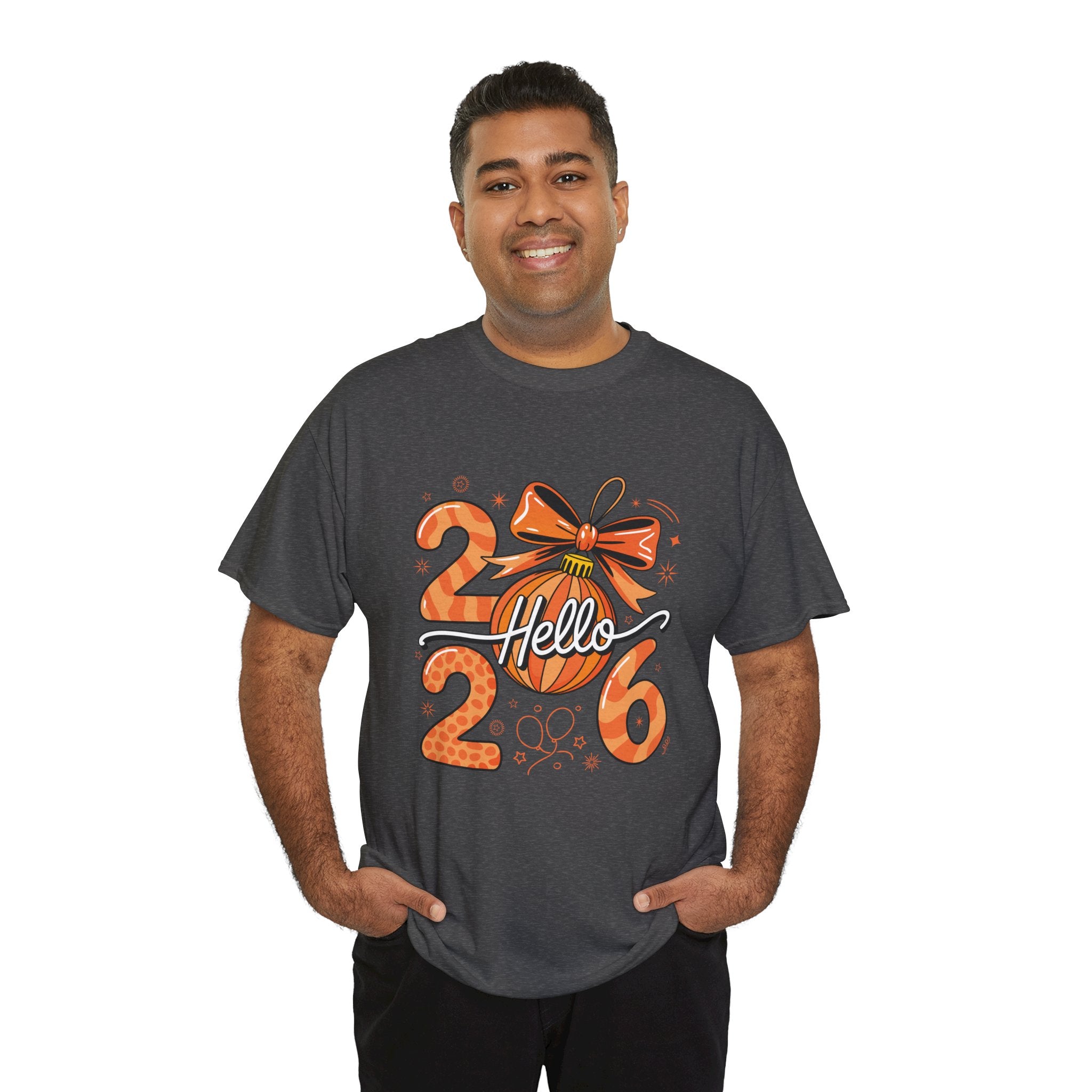 Hello 2026 Christmas Ornament Tee — Festive Orange Holiday Unisex Cotton T-Shirt