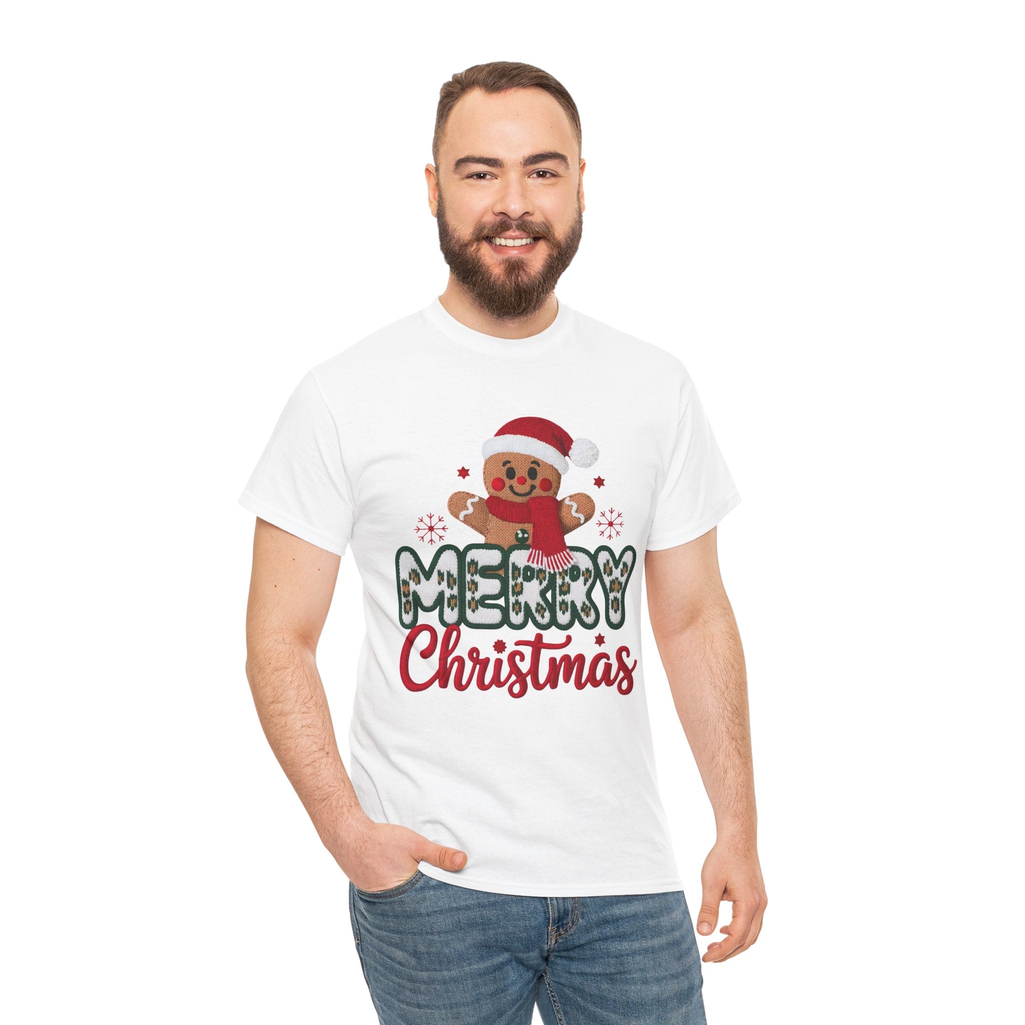 Gingerbread Santa 'Merry Christmas' Unisex Cotton Tee T-Shirt