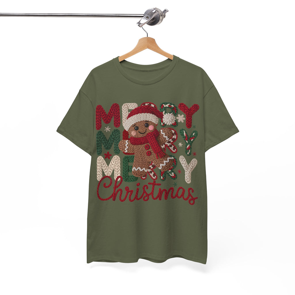 Merry Merry Merry Christmas Gingerbread Unisex Cotton Tee