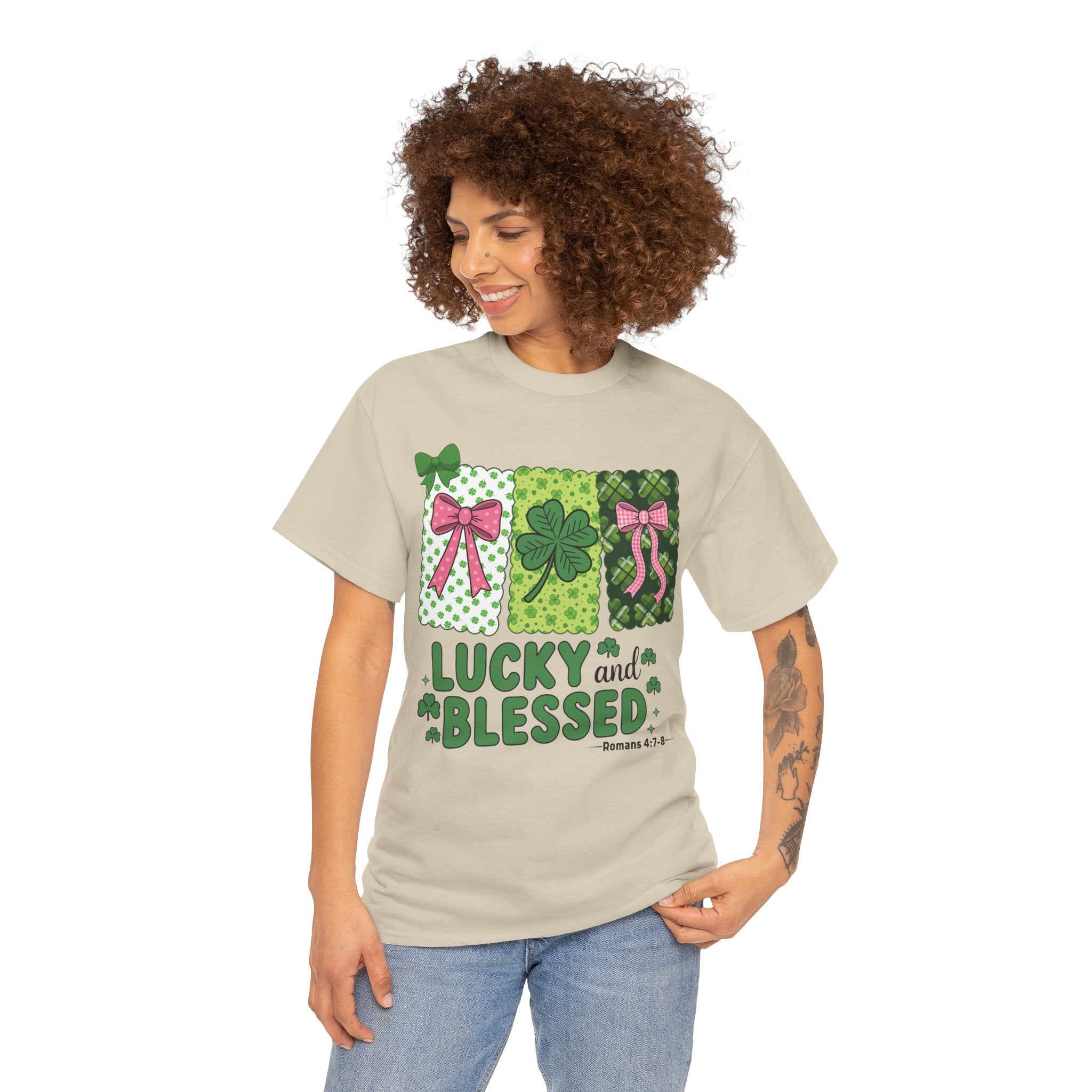 Lucky and Blessed Clover Unisex Cotton Tee