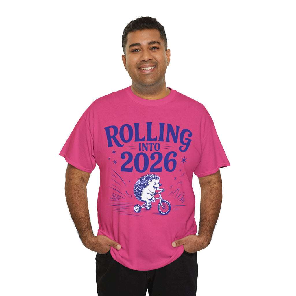 Rolling Into 2026 Hedgehog Tricycle Unisex Cotton Tee