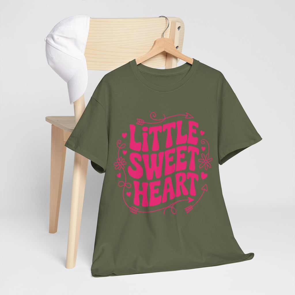 Little Sweetheart Retro Tee — Cute Red Hearts & Flowers Graphic Unisex Cotton Tee