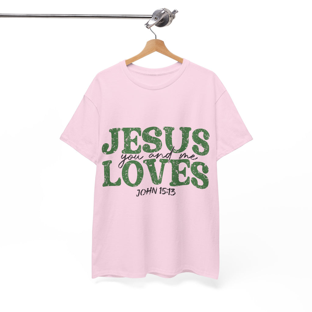 Jesus Loves Vintage Tee — Green Retro Christian Unisex Cotton T-Shirt