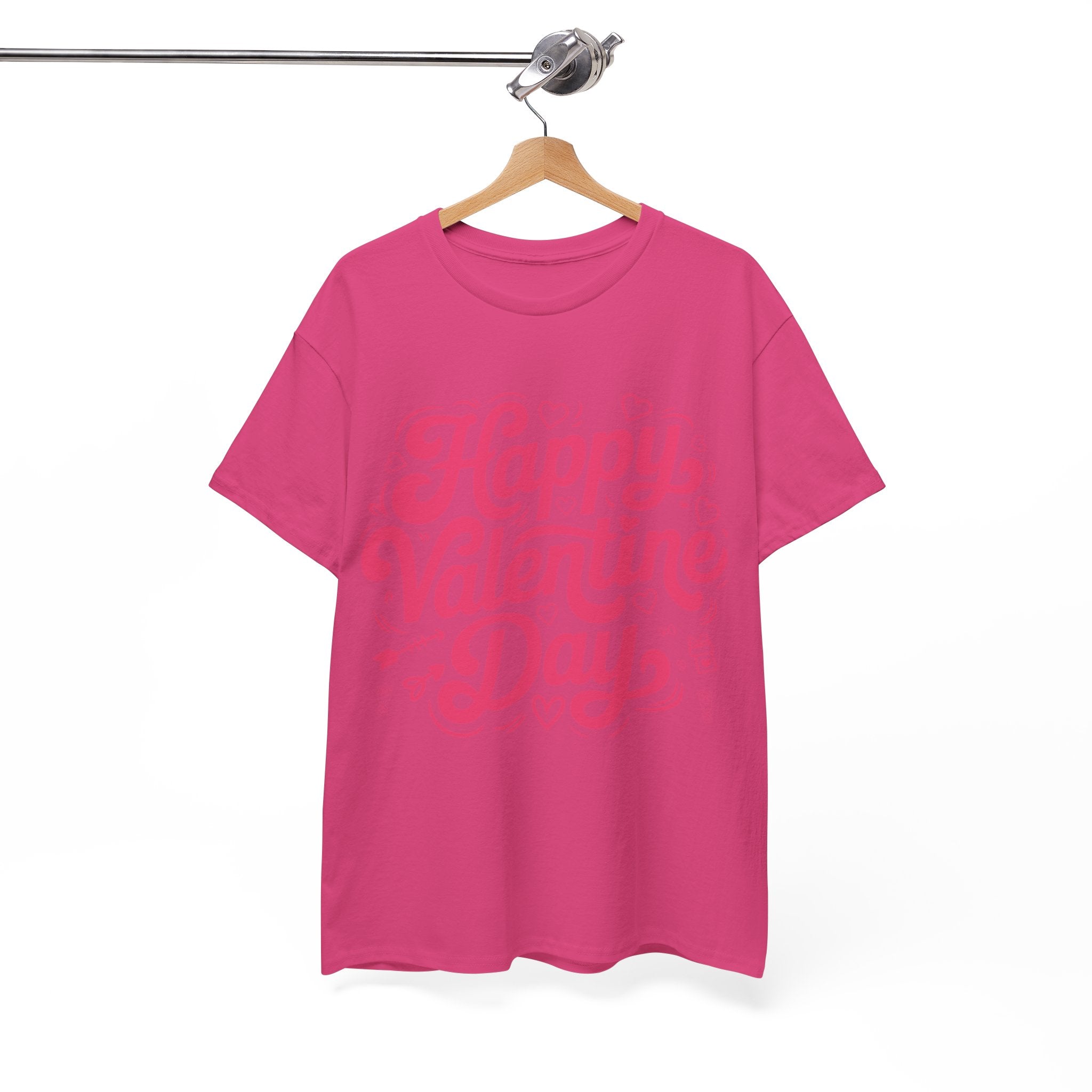 Happy Valentine Day Tee — Pink Heart & Love Icons Valentine's Unisex Cotton Shirt