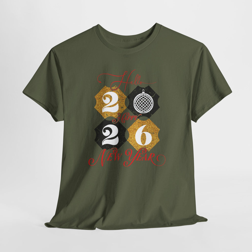 2026 Happy New Year Pink Varsity Tee — Fireworks Party Graphic.Unisex Cotton Tee