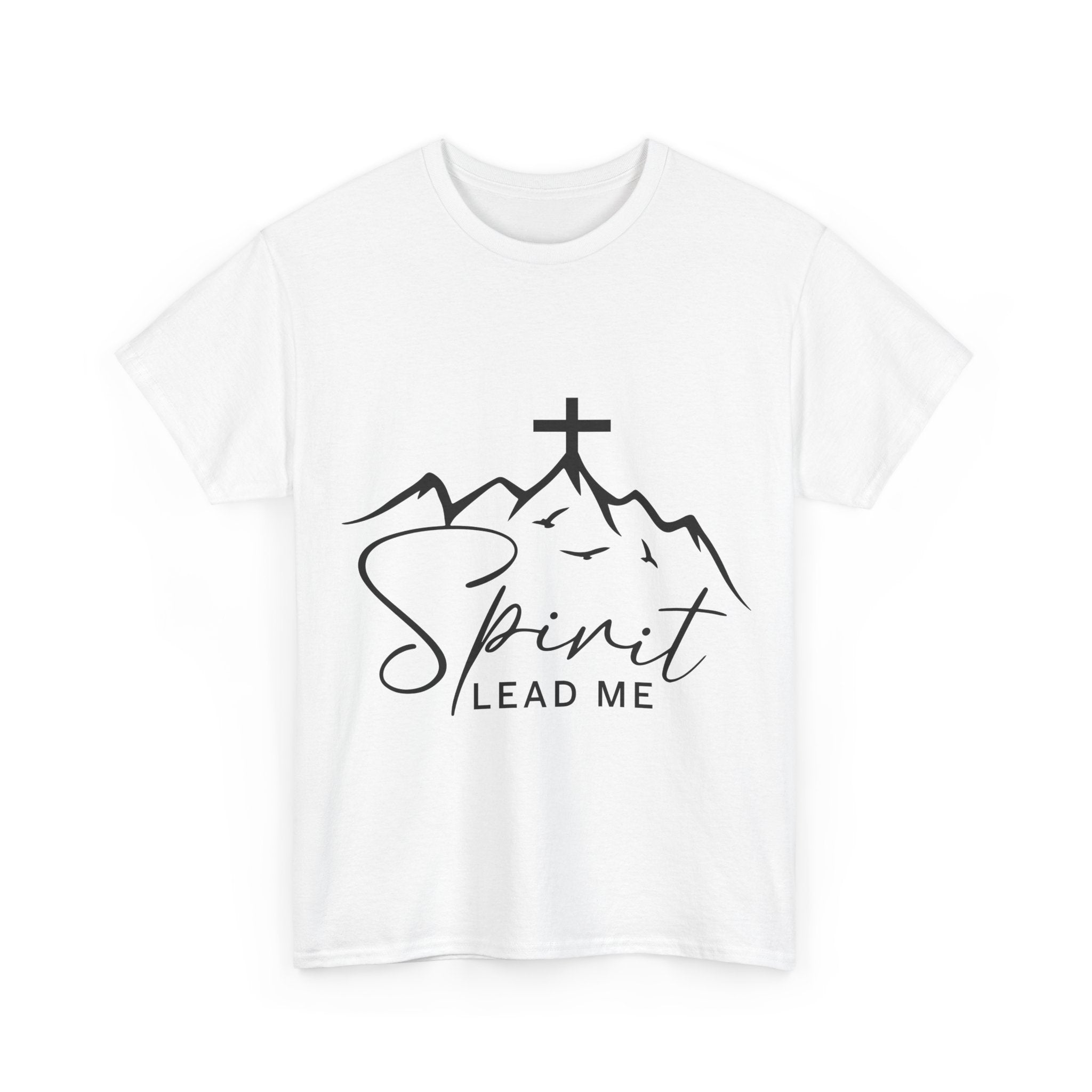 Spirit Lead Me Christian T‑Shirt — Minimalist Cross Unisex Cotton Tee